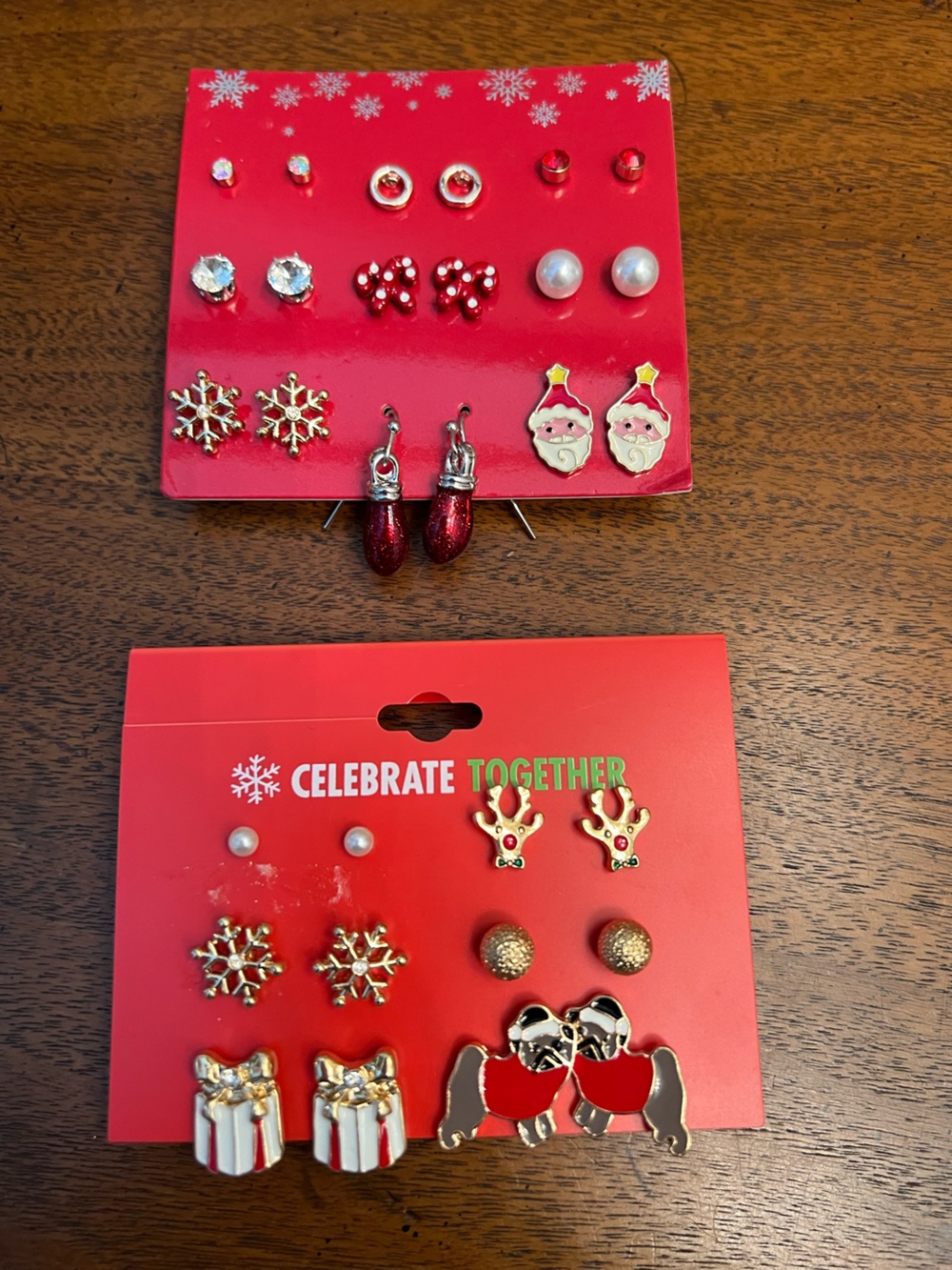 Kids Holiday Earring Sets - Red, Gold & Pearl Festive Studs NWT